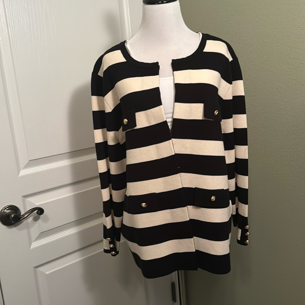 Black-and-cream cardigan